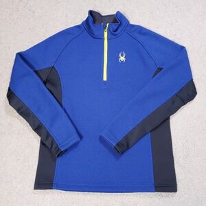 Spyder Outbound Sweater Men Medium Blue F21 Half Zip Midweight Outdoor Logo